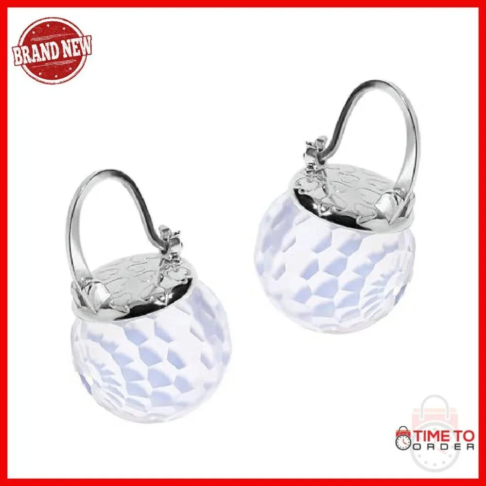 Sterling Silver Platinum Plated Crystal Ball Dangle Earrings Hypoallergenic
